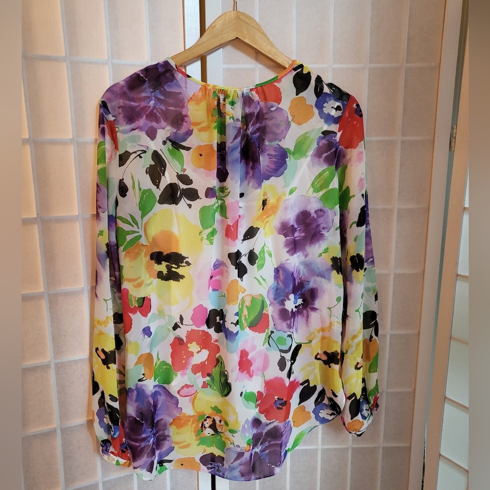 Lauren Ralph Lauren Colorful Floral Blouse NWT Sz S - Picture 9 of 9